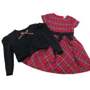 Dresss Red Scott Plaid by Carter's Black Shrug NEW